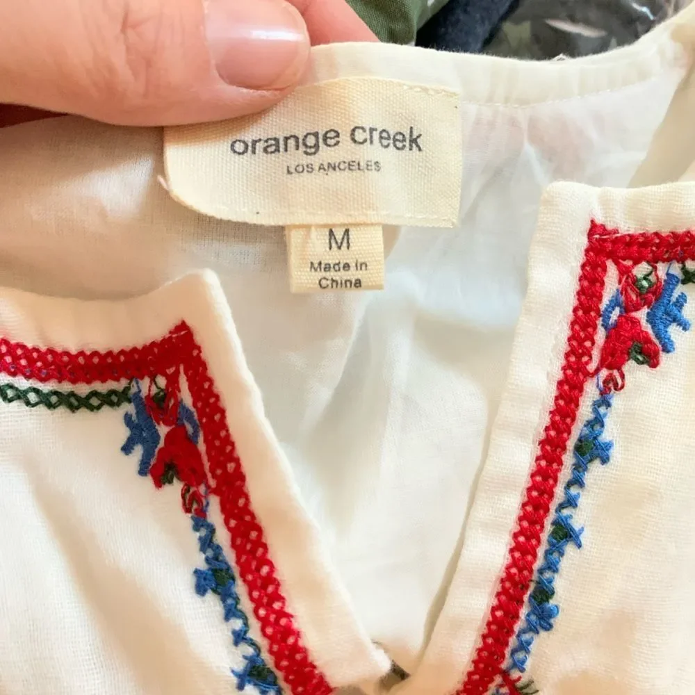 Orange Creek white boho babydoll top-medium - Picture 5 of 8